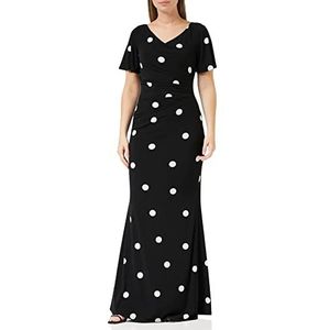 Gina Bacconi Maxi-jurk met plooien en plooien voor dames, zwart/wit, 40