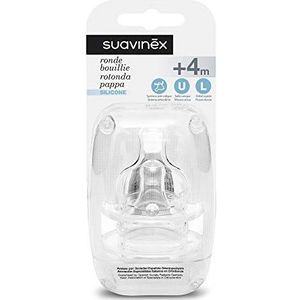 Suavinex Set met 2 fopspenen, ronde punt van siliconen, dikke vloeistof, 4 maanden