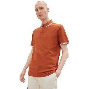 TOM TAILOR Uomini Piqué poloshirt met strepen 1032270, 15095 - Dry Acorn Brown, S