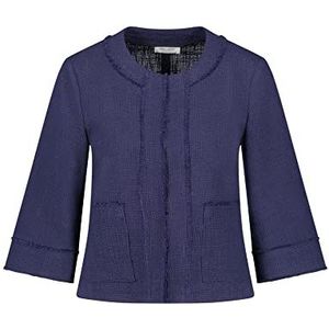 Gerry Weber Dames blazerjas met franjes 3/4 mouw, brede arm effen, blueberry, 34