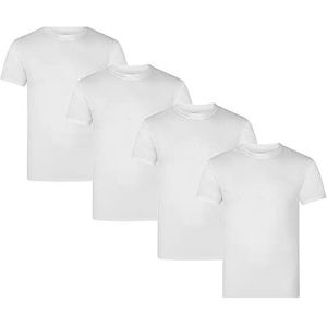 FM London (4-pack) biologisch T-shirt voor heren - middelzware heren T-shirts multipack ideaal voor dagelijks gebruik - labelvrij, comfortabel, zacht, Wit, 3XL