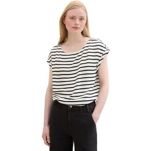 TOM TAILOR Denim Damesblouse, 32615 - White Black Stripe, XS