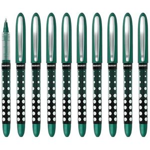 Westcott Rollerball Pen groen 10 stuks | 10-delig voordeelverpakking Rollerball Pen groene inkt | nauwkeurige 0,5 mm lijndikte, transp. vulniveau-indicator, capillaire technologie, ergonoom. handvat |