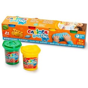 Carioca Modelleermateriaal voor baby's 1+, baby do-klei voor kinderen vanaf 12 maanden, 4 verschillende kleuren, aan de lucht gedroogd en geen vervuiling van de handen, 4 stuks à 150 g