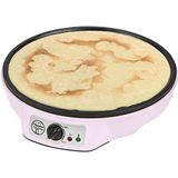 Bestron ASW602P Crepe Maker voor crêpes met Ø 30cm, pannenkoekenmaker incl. deegverdeler & crêpeskeerder, met antiaanbaklaag & indicatielampje, 1000 Watt, Kleur: roze