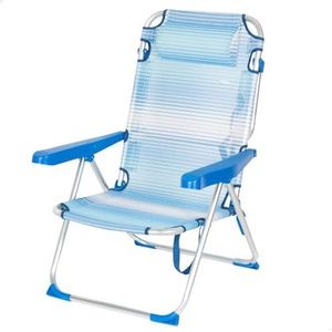 AKTIVE Strandstoel, inklapbaar, 5 standen, blauw gestreept, 48 x 60 x 90 cm, inclusief gevoerd kussen, schoudergreep, belastbaarheid 110 kg, kantelbeveiliging, meerdere posities, verstelbare