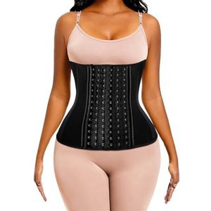 ECOWALSON Taille Trainer voor vrouwen Corset Cinher Body Shaper met stalen botten en Extender - zwart - 2XS