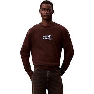 Calvin Klein Heren LS 350FLEECE RETRO GRAPHIC CREWN LV04LE250G, BRUIN, 2XL, Bruin (Rich Brown), XXL grote maten