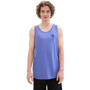 TOM TAILOR Denim Tanktop voor heren met palmmotief, 30104 - Blueberry Blue, L