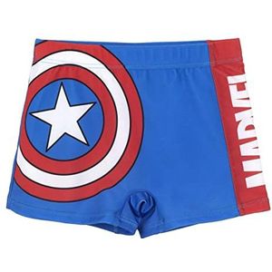 Marvel Jongens Boxer Badpak - Blauw en Rood - Maat 4 Jaar - Sneldrogende Stof - Captain America en Marvel Opdruk - Origineel Product Ontworpen in Spanje