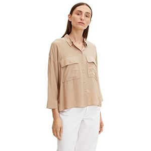 TOM TAILOR Dames Blouse met zakken 1032566, 26353 - Messy Beige, 42