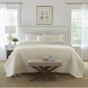 Laura Ashley | Quiltset Ultra Soft All Season Beddengoed, Omkeerbaar Stijlvol Coverlet met Bijpassende Sham(s), Katoen, Ivoor, King