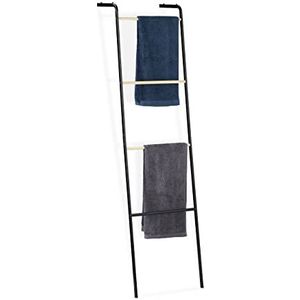 Relaxdays handdoekladder - handdoekrek badkamer - decoratieve ladder - 160 x 40 x 26 cm