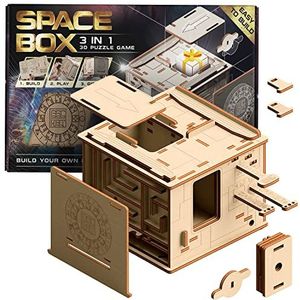 ESC WELT Space Box 3D Puzzelspel - 3-in-1 Houten Puzzeldoosspel - Hersenkraker Puzzel - Raadselspel Cadeaubox - Puzzeldoos voor Kinderen en Volwassenen - 3D Houten Puzzel - Escape Room Spel