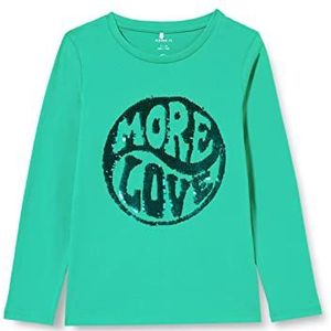 NAME IT Girl's NKFSASSA LS TOP shirt met lange mouwen, Emerald, 122/128