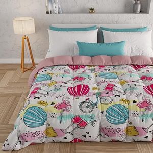PETTI Artigiani Italiani - Winterdekbed, winterdekbed, dekbed voor Frans bed, doubleface, effen en digitale print, 100% anti-allergische microvezel, gemaakt in Italië