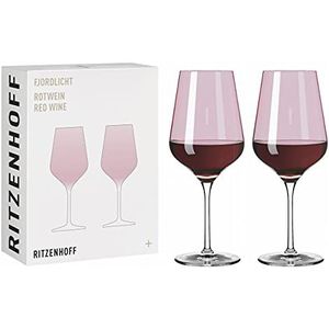 RITZENHOFF 3631003 rode wijnglas 500 ml - serie Fjordlicht nr. 3, 2 stuks met kleurverloop Berry - Made in Germany