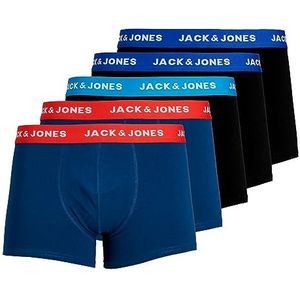 JACK & JONES Heren JacLee Trunks 5 Pack Boxershorts, Blauw (Surf The Web Detail: Surft The Web / Estate Blue/Blue Jewel), S EU, blauw (Surf The Web Detail: Surft The Web/Estate Blue/Blue Jewel), S