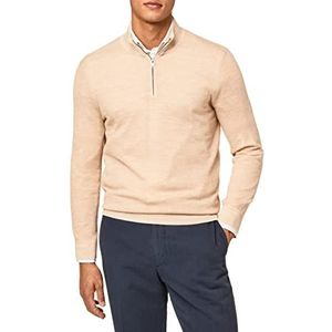 Hackett London Heren Merino Jcqd Hzip Pullover Trui, Lt Haver/Ecru, M