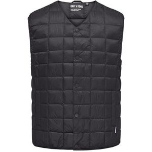 ONLY & SONS Onsgavin Life Light Quilted Snap Vest, zwart, M