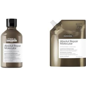 L’Oréal Professionnel, Shampoo Refill set voor zeer beschadigd haar, set met Shampoo en navulling, Herstelt de Moleculaire Structuur Van het Haar, Absolut Repair Moleculair