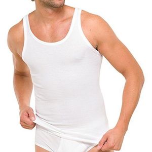 Schiesser Heren 2 stuks onderhemd zonder mouwen - Essential Fijnrib, wit, XXL