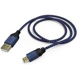 Hama Oplaadkabel voor controller ""High Quality"" (voor PS4, 2,50 m, extra lange kabel, micro-USB-aansluiting) blauw