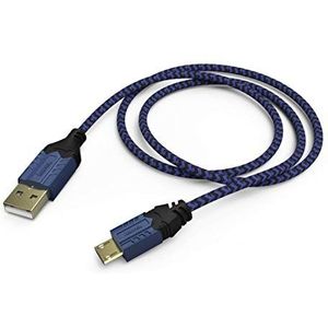 Hama Oplaadkabel voor controller"High Quality" (voor PS4, 2,50 m, extra lange kabel, micro-USB-aansluiting) blauw