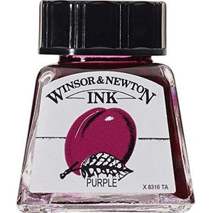 Winsor & Newton 1005542 Drawink Ink - tekeninkt voor kalligrafen, illustratoren, grafici, kunstenaars - waterbestendige kleuren, uitstekende transparantie - 14ml fles, Purple