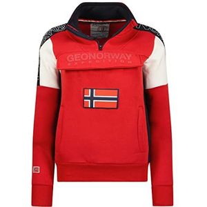 Geographical Norway Fagostino Lady - Dames-sweatshirt met capuchon en kangoeroezakken - sweatshirt voor dames, trui, casual, lange mouwen, warm, Rood, S