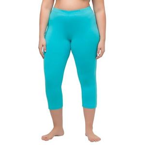 Ulla Popken, Dames, grote maten, capribroek, 7/8-lengte, elastische tailleband, tot maat 66/68, Diep aqua, 46/48 NL
