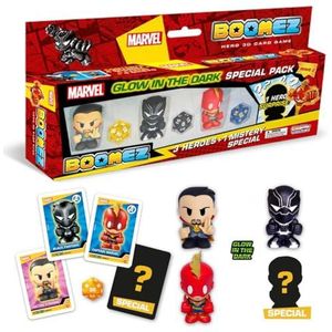 Cicaboom, Marvel Boomez, Superhelden Marvel figuren met dobbelstenen en speelkaarten, 4 stuks, kinderspellen voor krantenkiosk, superhelden Black Panther, Doctor Strange en Captain Marvel + 1