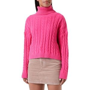 Libbi Dames Twist-pullover met rolkraag acryl PINK maat XS/S, roze, XS