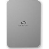 LaCie Mobile Drive, 1 TB, Externe harde schijf draagbare - Moon Silver, USB-C 3.2, voor pc en Mac, gerecyclede materialen na consumptie, inclusief Adobe All Apps Plan en Rescue-services (STLP1000400)