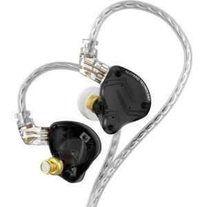KZ ZS10 PRO X In Ear Monitor, upgrade 4BA 1DD KZ Hoofdtelefoon gaming oordopjes in oortelefoon IEM met afneembare verzilverde 0,75 mm 2-pin kabel voor audiofiel (donker, zonder microfoon)