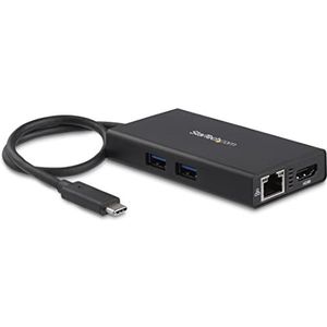 StarTech.com USB-C Multiport Adapter, USB-C Travel Dock met 4K HDMI, 60W Power Delivery Passthrough, GbE, 2pt USB-A 3.0 Hub, USB Type-C Mini Laptop Docking Station, TB3 Compatibel (DKT30CHPD)
