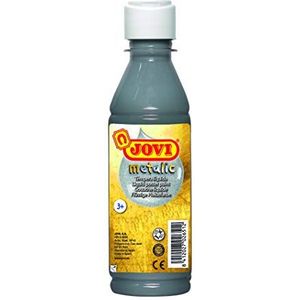 Jovi - Vloeibare temperaverf, flacon 250ml, Zilverkleur, Verf op basis van natuurlijke ingrediënten, Makkelijk te wassen, Glutenvrij, Ideaal voor schoolgebruik (50237)