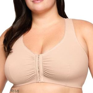 Glamorise PerfectComfort-katoenen beha voor dames, zonder beugel, met T-rug, huid, 100B, huidskleur, 105E/F