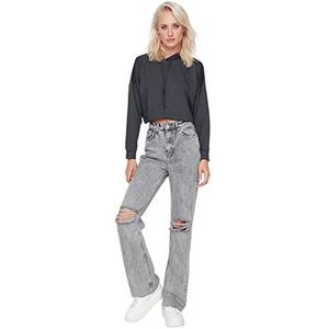Trendyol Vrouwen Jonge Hoge Taille Wijde Pijpen 90's Wide Leg Jeans, Grijs, 60