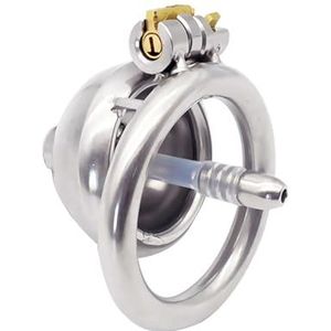 AMAZBEE Breathable Chastity Cage with Round Head Steel Sissy Cock Cage Male Penis Lock with Catheter and Ring Adult BDSM Chastity Device Bondage Gear & Accessories Sex Toys (50mm)