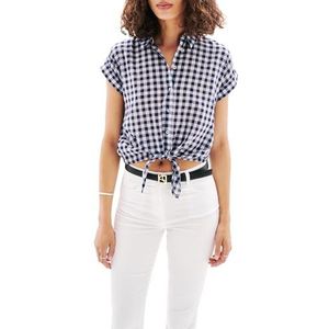 Caroll Blouse met korte mouwen, Crlimp/Aqua Blue/Vichy, 36