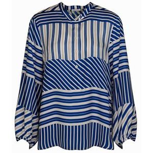 Seidensticker Tuniek voor dames, modieuze blouse, regular fit, opstaande kraag, lange mouwen, 100% viscose, blauw, 38
