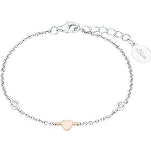 s.Oliver Armband 925 Sterling Zilver Meisjes Kindersieraden, Met Zirkonia Synth., 14+2 cm, Tweekleurig, Hartje, Geleverd In Geschenkverpakking, 2028457