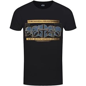 T-Shirt met Korte Mouwen The Mandalorian Row of Helmets Zwart Uniseks