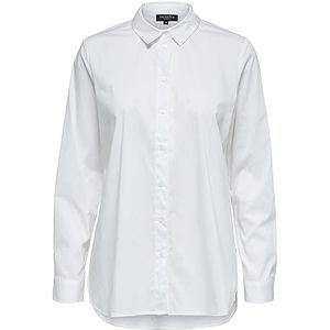 Egomaxx Geselecteerde lange blouse voor dames, lange mouwen, klassieke tuniek, regular fit bovendeel, SLFORI met ritssluiting, wit (bright white), 34