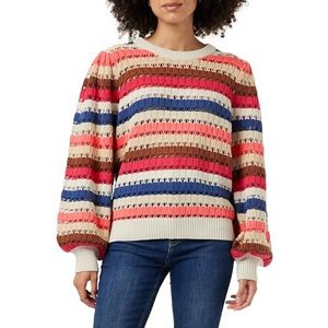 Minus Mikala gebreide trui met lange mouwen voor dames, 4223s Rasberry Sorbet Streep, S