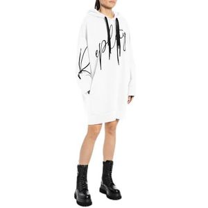 Replay Oversized sweatshirt voor dames, jurk met capuchon, 001, wit, XXS