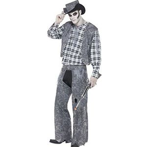 Halloween! Smiffys spookstad, cowboy kostuum, grijs, met hoed, halsband, vest, top en broek