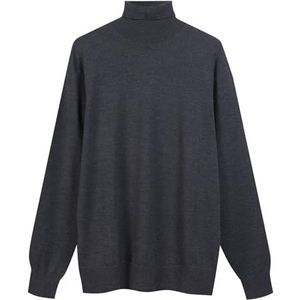 Diana Studio - Rolkraagtrui, grijs, heren, 100% merinowol, effen, lange mouwen, maat XL, regular fit, Grijs, XL-3XL