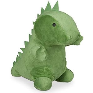 Relaxdays deurstopper dino, stof, voor kinderen, met zand, grond, binnen, zwaar, deurstop dier HxBxD 24x16x24 cm, groen